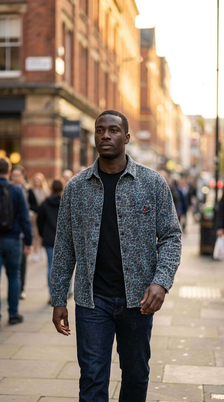 CHEETAH DENIM OVERSHIRT